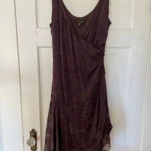 Vintage Asymmetrical Dress in Rich Brown